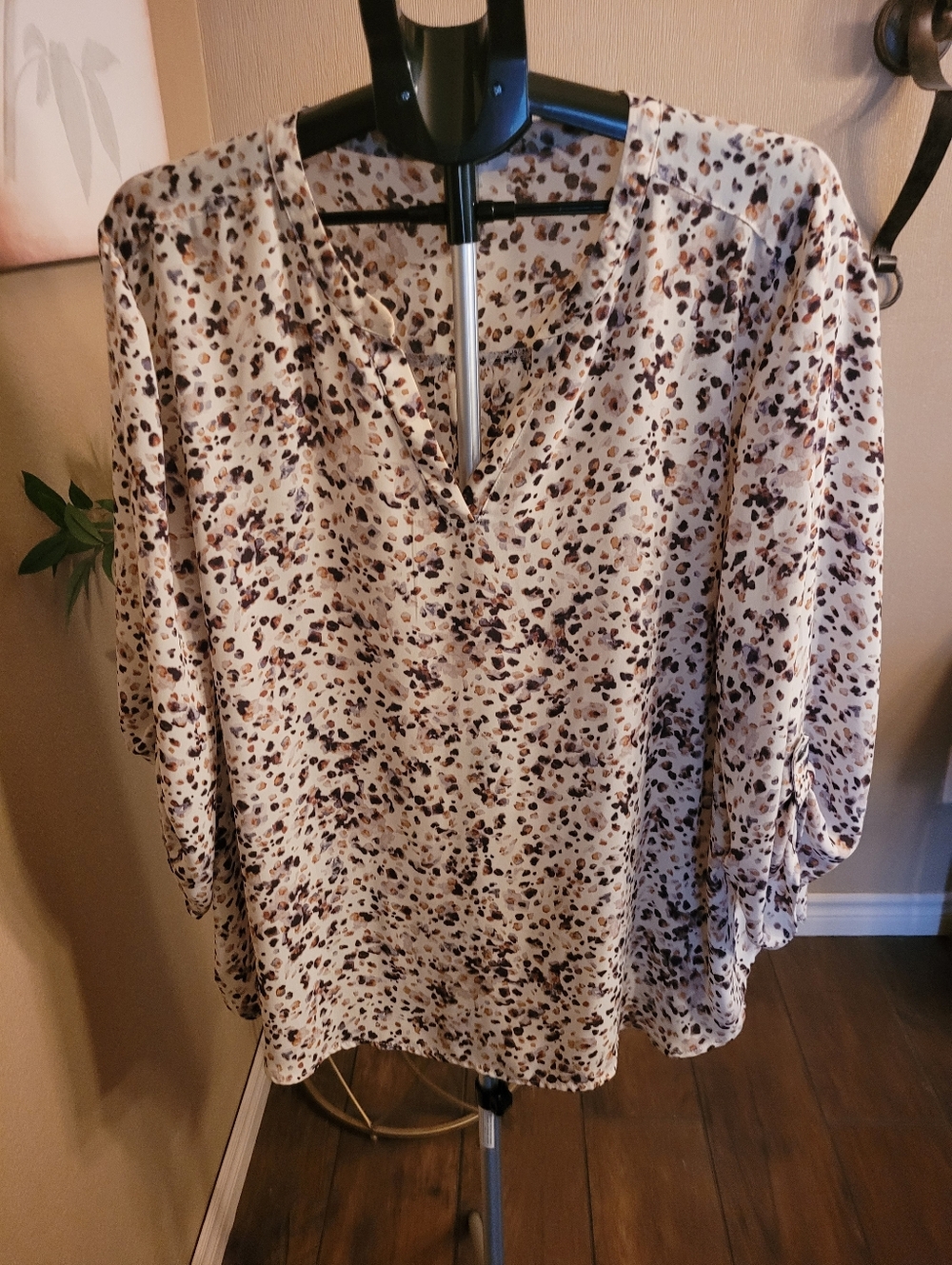 Maurices Plus Print V-Neck Blouse